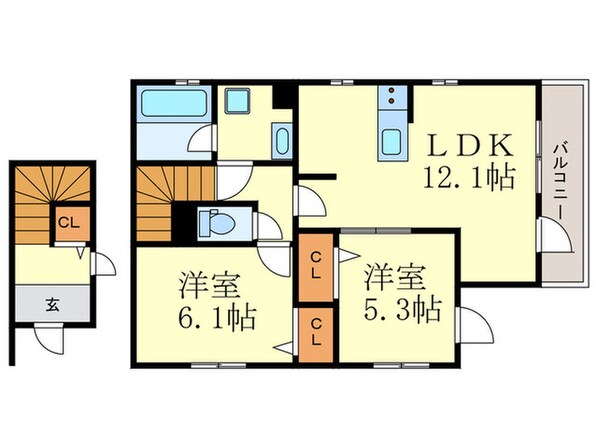 くわでん　西棟の物件間取画像